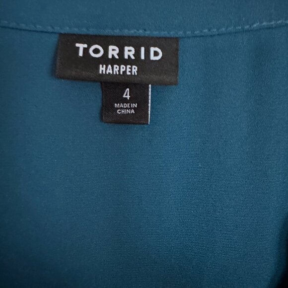 Torrid 4X TEAL Blue Green Harper 3/4 Sleeve Plus Size Top Blouse Tunic Pullover - Picture 11 of 15